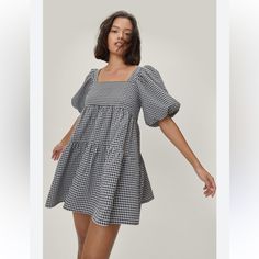 Nasty Gal Petite Puff Sleeve Gingham Smock Mini Dress New Without Tags Size: 2 Ptp: 17in Length: 35in Questions Message Me Gingham Puff Sleeve Mini Dress For Picnic, Picnic Gingham Mini Dress With Puff Sleeves, Casual Plaid Dress With Puff Sleeves, Smock Dress, Smocking, Gingham, Puff Sleeve, Black Gray, New Dress