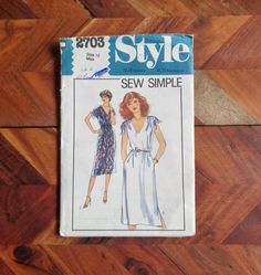 a sewing pattern for a women's dress on a wooden floor with the words style sew simple