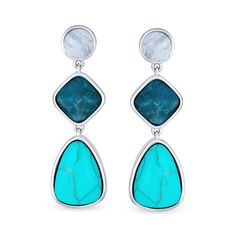 Enhance your style with these vibrant dangle earrings. Featuring elongated teardrops crafted from radiant gemstones and sparkling CZ. Turquoise Earrings Gold, Engraved Bracelet, Engraved Necklace, Rings Necklaces, Affordable Luxury, Turquoise Earrings, Engraved Rings, Bling Jewelry, Earrings Silver