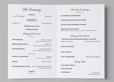 the wedding program booklet is open and ready to be used for ceremonys or special events