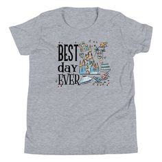 the best day ever t - shirt in grey with disneyland castle and other disney characters