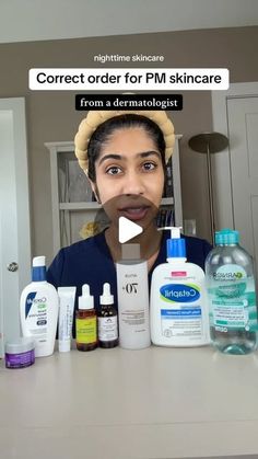 Dr. Neera Nathan on Instagram: "How to layer your nighttime skincare routine like a dermatologist. 

All of these step’s aren’t necessary, but here’s the order I recommend to get the best results from your skincare routine:

Step 1: (only if you are wearing make-up). Pour micellar water (like Garnier Micellar Water) on to a cotton pad and gently press against skin to remove make-up. 

Step 2: Use a water-based cleanser like the Cetaphil Daily Facial Cleanser. Start here if you aren’t wearing make-up. 

Step 3: Toner. If you choose to use a toner, I prefer soothing toners at night that contain ingredients that support the skin barrier, like the Anua Rice 70 Milky Toner. 

Step 4: Serums, layered thinnest to thickest. You don’t need 10 serums - I would probably pick max 2-3 based on your ski Milky Toner, Garnier Micellar Water, Nighttime Skincare Routine, Garnier Micellar, Daily Facial Cleanser, Night Time Skin Care Routine, Nighttime Skincare, Micellar Water, Pretty Skin