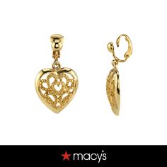 in stock Elegant Clip-on Heart Earrings, Heart-shaped Clip-on Jewelry For Anniversary, Heart-shaped Clip-on Jewelry For Valentine's Day, Valentine's Day Heart-shaped Clip-on Jewelry, Gold Heart-shaped Clip-on Jewelry, Valentine's Day Gold Clip-on Jewelry, Gold Clip-on Heart Earrings For Valentine's Day, Valentine's Day Heart Clip-on Earrings, Filigree Heart