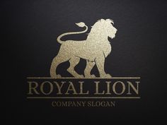 the royal lion company logo is gold on black