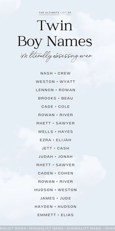 On the hunt for twin boy names for your littles and love unique baby names? Then you'll *love* these modern baby names and cute baby names that I've hand-picked. From *almost* unusual baby names that feel special to popular baby names that are perfect for today, you’ll find *the cutest* name inspiration - so SAVE these strong baby names, unique baby boy names, & boy name ideas to your list for later! (aka cute twin names / twin baby names / twin baby boys / unique twin names / boy name ideas)