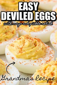 deviled eggs with mayonnaise and sprinkles on them are the perfect appetizer for any special occasion