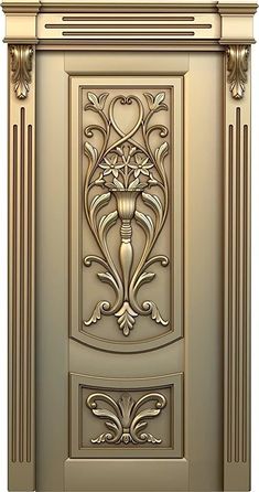 a golden door with an ornate design on it