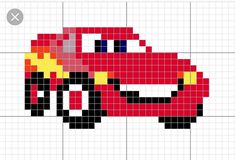 a cross stitch pattern of a red car