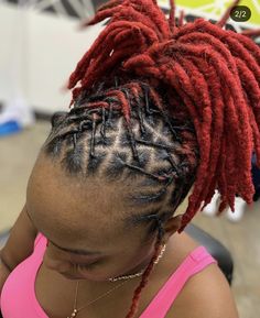 Ponytail Locs Styles, Dreadlock Ponytail Hairstyles Women, Short Red Locs Black Women, Red And Blonde Dreadlocks, Ponytail Locs, Loc Updo Styles Long, Loc Updo Styles, Dred Locks, Red Hair Dreadlocks