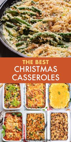 the best christmas casserole recipe is in this collage and it's so delicious