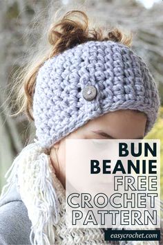 Crochet Ponytail Hat Pattern Free, Crochet Messy Bun Hat Pattern Free, Easy Hat Pattern, Crochet Messy Bun Beanie, Crochet Ponytail Hat Pattern, Messy Bun Hat Crochet Pattern, Ponytail Hat Pattern, Bun Hat Crochet Pattern, Crochet Bun Hat