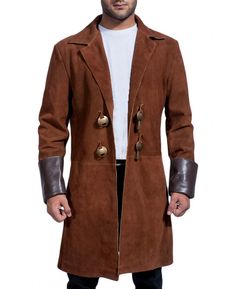 Brown Coat Steampunk Long Coat With Buttons, Luxury Brown Outerwear With Buttons, Steampunk Outerwear With Button Closure For Fall, Brown Steampunk Outerwear For Winter, Brown Steampunk Winter Outerwear, Steampunk Brown Winter Outerwear, Brown Formal Outerwear With Buttons, Fall Vintage Outerwear With Gold Buttons, Long Brown Coat