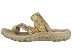 Have some fun with your warm-weather look in the colorful SKECHERS® Reggae - Mad Swag sandal..Nylon fabric upper features a woven finish and multi-color textile panel..Slip-on construction..Open-toe silhouette with toe ring detail..Strap over instep with adjustable hook-and-loop closure for a secure fit..Breathable fabric strap lining..Contoured footbed flaunts arch support and toe ridge for added comfort..Flexible rubber traction outsole..Imported..Product measurements were taken using size 8, Casual Multicolor Sandals For Outdoor, Casual Nylon Sandals For Spring, Multicolor Sandals For Outdoor, Comfortable Multicolor Sandals For Outdoor, Multicolor Cushioned Sandals For Outdoor, Skechers Shoes Women, Fabric Strap, Toe Ring, Nylon Fabric