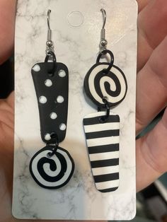 Black and white colors of polymer clay are used to make these whimsical earrings. No paint just clay. No fading or chipping hang about 3" from top of wire. Whimsical Earrings, Tin Earrings, Earrings Polymer, Etsy Ideas, Clay Polymer, African Jewelry, Nail Inspiration, White Colors, Girly Jewelry