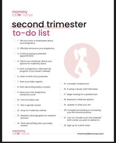 a poster with the words, second trimester to do list