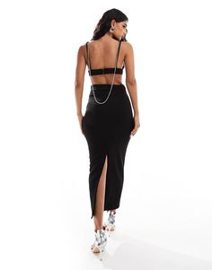 Dresses by ASOS DESIGN Spotlight-stealing style Plunge neck Molded cups Fixed straps Draped body chain design Cut-out sides Hook-and-eye closure Kick slit bodycon fit Leggings Sale, Chain Design, Long Sleeve Floral Dress, Satin Slip Dress, Maxi Dress Trend, Swimwear Sale, Active Wear Leggings, Hoodies For Sale, Petite Maternity