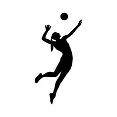 the silhouette of a person jumping to catch a ball