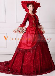 Burgundy Marie Antoinette Wedding Dress Rococo Queen Stage Party Banquet Gown   Condition: Brand New  Color: amp;nbsp; As Picture  Material: Satins And Lace  Silhouette: Ball Gown  Sleeve Length: Half Sleeve  Dresses Length:Floor-Length  Neckline:Square Neck  Decoration: Lace  Style: Vintage  Includes: Dress + Hat Vintage Floor-length Ball Gown For Banquet, Fitted Lace Ball Gown For Banquet, Elegant Fitted Ball Gown For Costume, Elegant Long Sleeve Ball Gown For Costume Party, Victorian Ball Gown Dress For Wedding, Fitted Victorian Ball Gown For Banquet, Fitted Victorian Ball Gown Dress For Banquet, Fitted Victorian Ball Gown For Wedding, Elegant Ball Gown For Costume Party