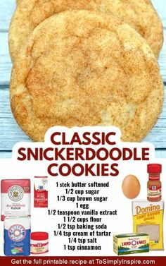 an advertisement for the classic snickkerdoodle cookies with instructions to make it