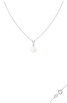 SPLENDID PEARLS Sterling Silver Diamond Accented 7-7.5mm Freshwater Pearl Pendant Necklace | Nordstromrack Wedding Pearl Pendant Necklace, Dainty Chain Necklace, Pearls Jewelry, Dainty Chain, Pearl Pendant Necklace, Pearl Diamond, Pearl Size, Pearl Drop, Silver Diamonds