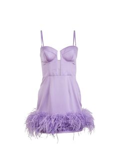 Feather Bustier Dress Prêt à jouer. Our ultra flirty Feather Embellished Bustier Dress with lilac ostrich feather trim. Flattering bustier style top with mesh paneling. Removable straps and sexy mini length. Layer over your favorite Essentials panty and be the life of every party. 92% Silk & 8% Elastane Lining: 95% Polyester & 5% Spandex Combo: 75% Polyamide & 25% Elastane Trim: 100% Ostrich Feather Dry clean only Model is 5'9 and wearing a size 2. Ostrich Feather Trim, Light Lilac, Feather Trim, Ostrich Feather, Rose Lace, Bustier Dress, Lace Cami, Lace Bodysuit, Long Sleeve Bodysuit