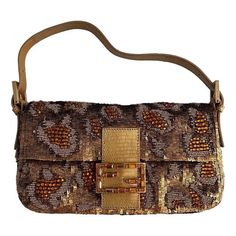 Fendi Casa, Golden Crystal, Lizard Skin, It Bag, Classic Flap Bag, Fendi Baguette, Baguette Bag