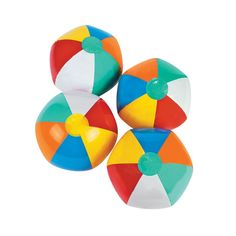 three colorful beach balls sitting on top of each other