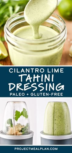 the recipe for cilantro lime tahiti dressing in a jar