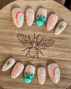 Happily Ever After Fairytale Frog Prince Dragonfly Rainbow Press on Nails - Etsy Frog Nails, Acrylic Frog, Ten Nails, Acrylic Press On Nails, Short Almond, Frog Prince, Happily Ever After, Ever After, Favorite Things Gift