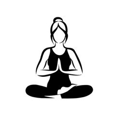 a woman sitting in the lotus position with her eyes closed and hands crossed, doing yoga