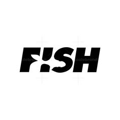 the word fish is shown in black and white