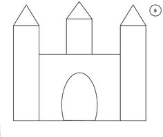 a castle is shown in the shape of a square, with three towers and one door