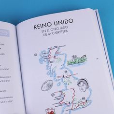 an open book showing the map of rio unidoo and its surrounding towns on a blue background