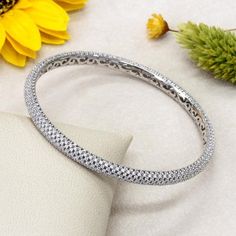 4mm White Rhodium Plated Silver Stackable CZ Pave Bangle Bracelet made in Italy.Quality - All jewelry is new and inspected for quality assurance.Ships from the United States to ensure quality, reliability, and punctuality. Pave Bangle, Set Bracelet, Bracelet Stacking, Gold Bangle, Gold Bangles, Quality Assurance, Gold Plated Sterling Silver, Bangle Bracelet, Sterling Silver Bracelets