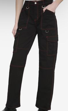 Red And Black Cargo Pants, Red Straight Leg Cargo Pants, Red Straight Leg Cargo Pants With Pockets, Gothic Black Cargo Pants With Pockets, Red High-waist Baggy Cargo Pants, Tripp Pants, Tripp Nyc, Carpenter Pants, Next Fashion