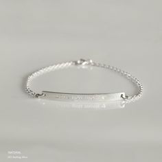 Sterling Silver Personalized Bracelet for Women Personalized Gift for Her Bar Bracelet Name Bracelet Birthday Gift Christmas GiftA beautiful tiny bar bracelet, perfect for any special occasions. Mark your friendship with an every day but special gift. An elegant way to keep your siblings near you. Make our dainty bracelet the perfect gift for birthdays, anniversary, mom's day or more.H O W ∙ T O ∙ O R D E R- Select options from the drop-down menu.- Add to cart and proceed to checkout.- Submit yo Silver Minimalist Name Bracelet Gift, Elegant Silver Name Bracelet For Bridesmaid Gift, Silver Rectangular Minimalist Name Bracelet, Silver Name Bracelet For Bridesmaid Gift, Silver Name Bracelet With Adjustable Chain, Gift, Silver Name Bracelet, Bar Bracelet Personalized, Silver Bar Bracelet, Initial Bracelet Gold