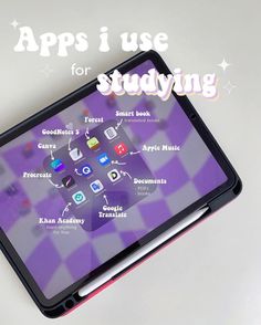 an ipad with the words apps use for studying on it