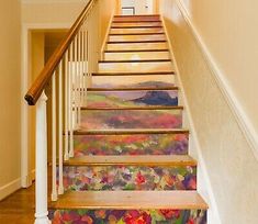 the stairs are painted with colorful flowers on them