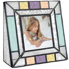 a multicolored stained glass photo frame