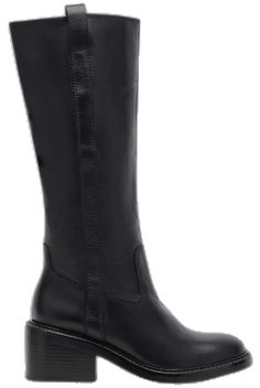 Drawing Inspo, Black Leather Boots, Stacked Heel, Boots Black, Black Boots, Leather Upper, Black Leather, Heels, Boots