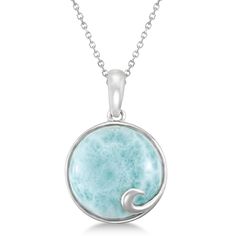 Round Genuine Larimar Pendant Necklace 14mm Gemstone Sterling Silver Womens Silver Jewelry, Cheap Silver Rings, Silver Rings Simple, Larimar Jewelry, Larimar Pendant, Mens Silver Necklace, Jewelry Pendants, Sterling Silver Necklace Pendants, Round Pendant