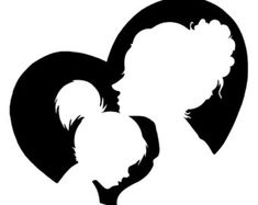 the silhouette of a mother and child in a heart shape