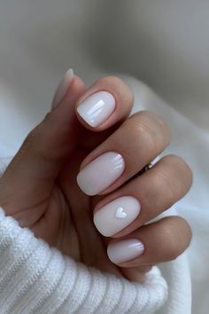 White Winter Nail Designs, White Winter Nails, Bougie Girl, Engagement Nails, White French Tip, Subtle Nails, Basic Nails, Tiny Bow, Pearl Nails