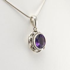 Side View Silver Amethyst 10x12mm Oval Pendant Elegant Oval Amethyst Pendant Jewelry, Classic Amethyst Oval Pendant Jewelry, Pretty Jewelry, Amethyst Jewelry, Amethyst Pendant, Oval Pendant, Pretty Jewellery, Jewelry Gift Box, Nepal