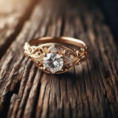 a close up of a ring on a wooden surface