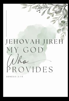 the words jehovah jireh my god who provides