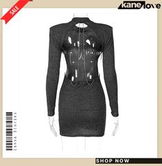 Women Fall Sexy Backless Round Neck Long Sleeve Bodycon Dress Black Long Sleeve Bodycon Backless Dress, Sleeve Bodycon Dress, Bodycon Dress With Sleeves, Long Sleeve Bodycon, Long Sleeve Bodycon Dress, Round Neck, Designer Dresses, Bodycon Dress, Long Sleeve