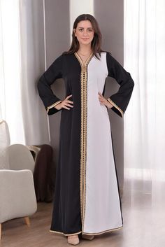 New Collection of Caftans for Women - all Sizes Embrace Traditional Elegance with Our New Collection of Caftans for Women The caftan, a traditional Moroccan garment, embodies the history and refinement of North African culture. We are proud to present an exquisite collection of Caftans for women, blending tradition and modernity with a touch of contemporary elegance. The Charm of the Modern Caftans: Our collection of Caftans for women captures the timeless essence of this iconic garment while ad White V-neck Abaya, Elegant White V-neck Abaya, White V-neck Thobe For Eid, Elegant V-neck Dress With Embroidered Border, White Long Sleeve Kaftan With Dabka Work, Elegant White Kaftan With Embroidered Border, Moroccan Fashion, Moroccan Caftan, Dress Handmade