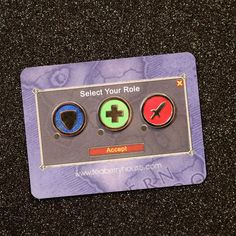 a card with buttons on it that say select your role