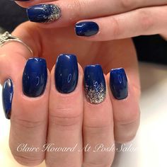 Prom Nails Navy, Nails Acrylic Navy Blue, White Hoco Nails, Hoco Nails Acrylic, Nails For Hoco, Royal Blue Prom Nails, Cowboys Nails, Navy And Silver Nails, Dallas Cowboys Nails